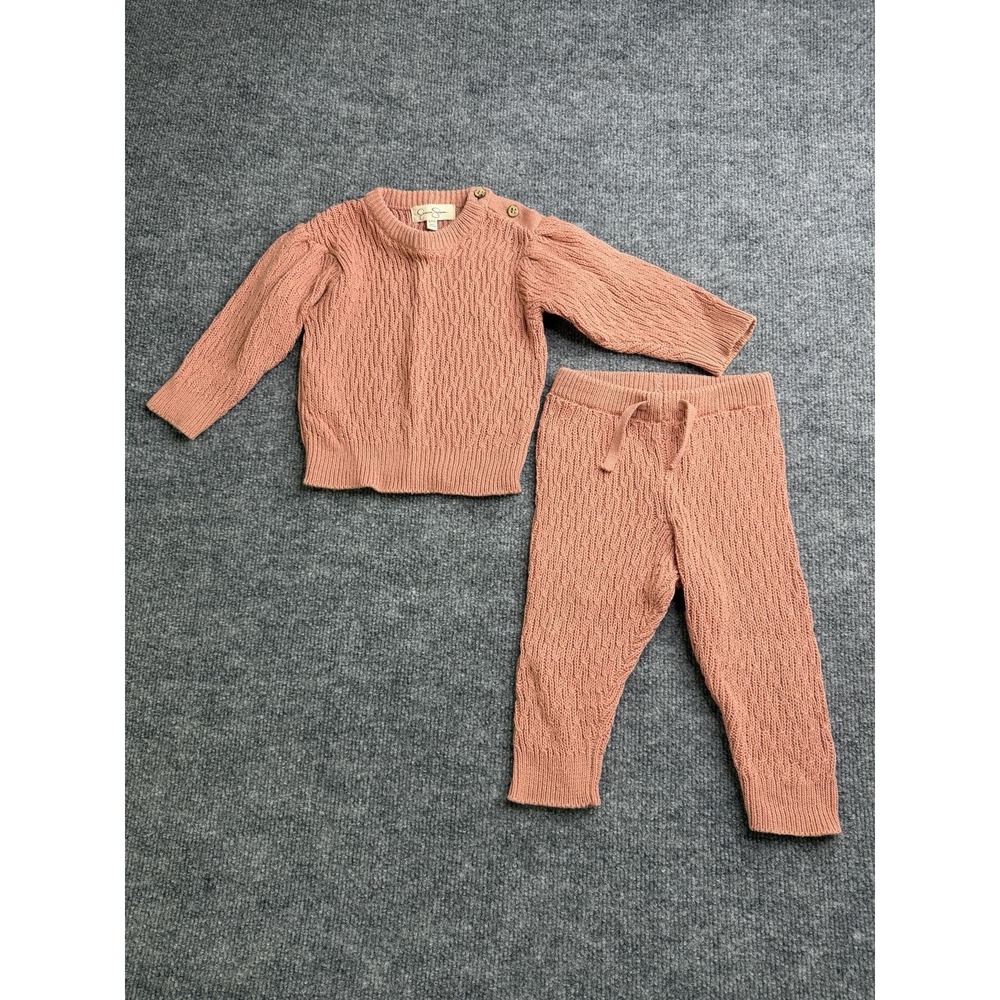 Jessica Simpson Baby Girl 2 Piece Size 6/9 Months 100% Cotton Light Pink Cream